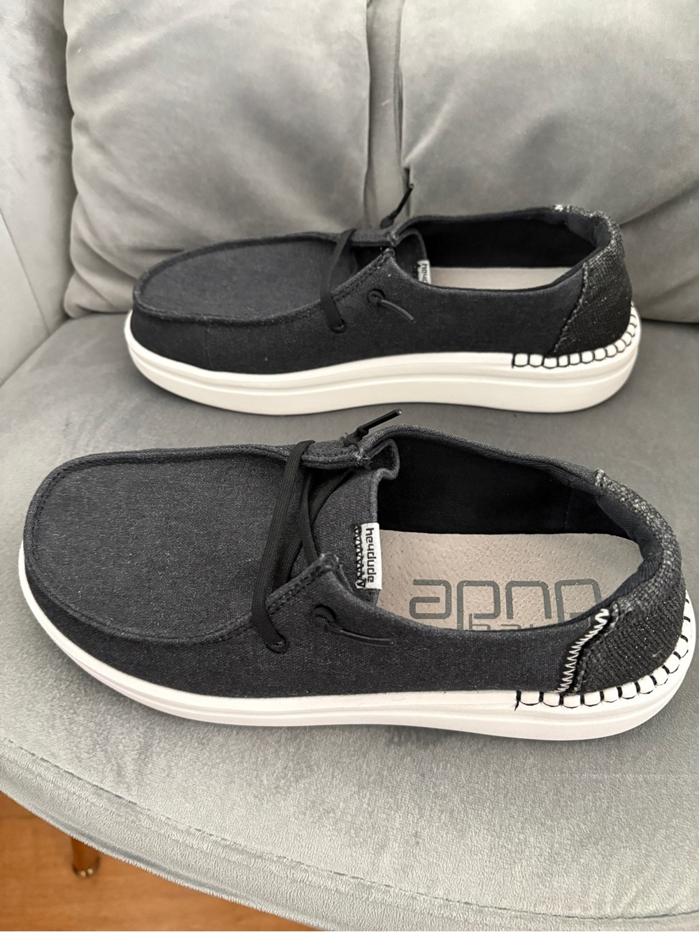 Hey Dude Women’s Black Canvas Slip-On Loafers - Picture 4 of 9